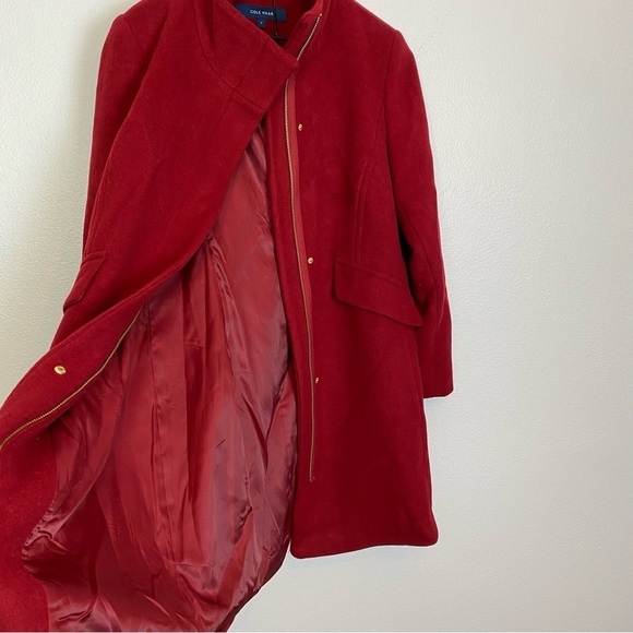 Cole Haan Stand Collar Wool Blend Melton Coat - Picture 3 of 9